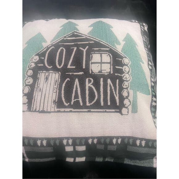 Rivers edge cozy cabin TAPESTRY PILLOW 18IN - Picture 2 of 3